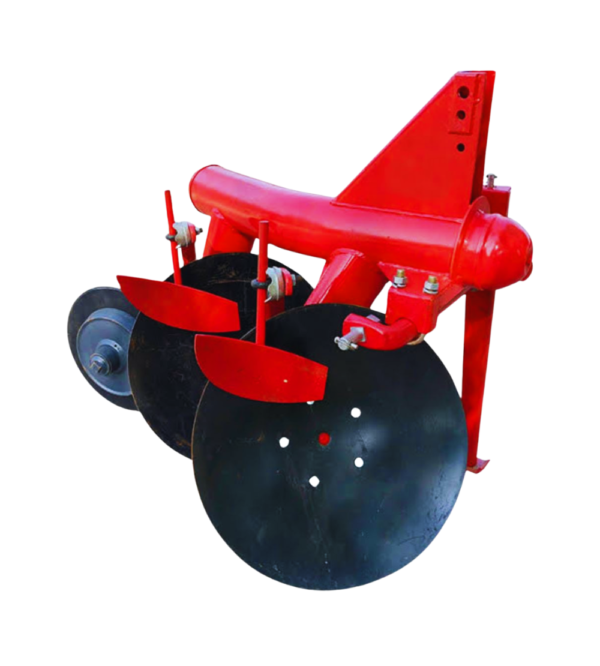 A two-disc plough used in the agricultural services industry for tilling soil.