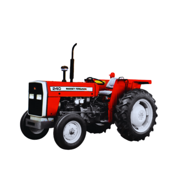 A Massey Ferguson MF240 tractor parked in a field, ready for agricultural work.