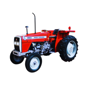 A Massey Ferguson Tractor MF350 Plus standing on a farm field.