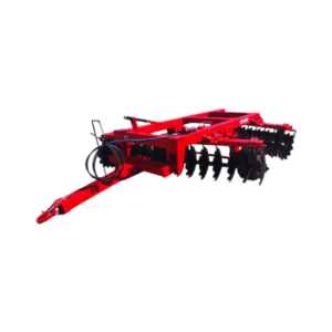 A hydraulic disc harrow with 24 discs, designed for agricultural services industry use.